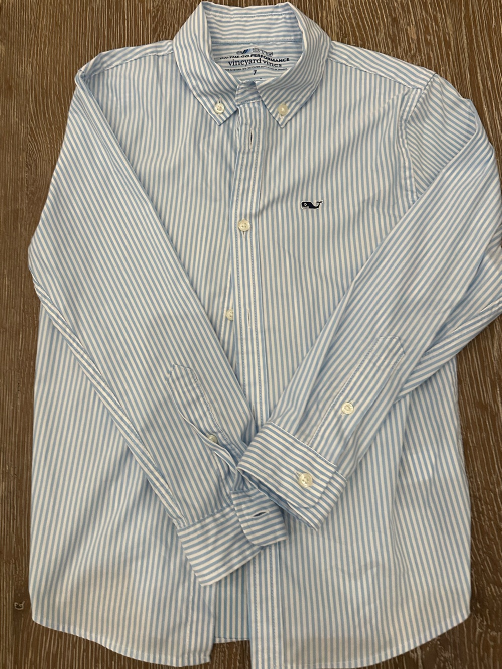 Boy’s Vineyard Vines Blue and White Striped Button-Down Shirt - OTG Performance